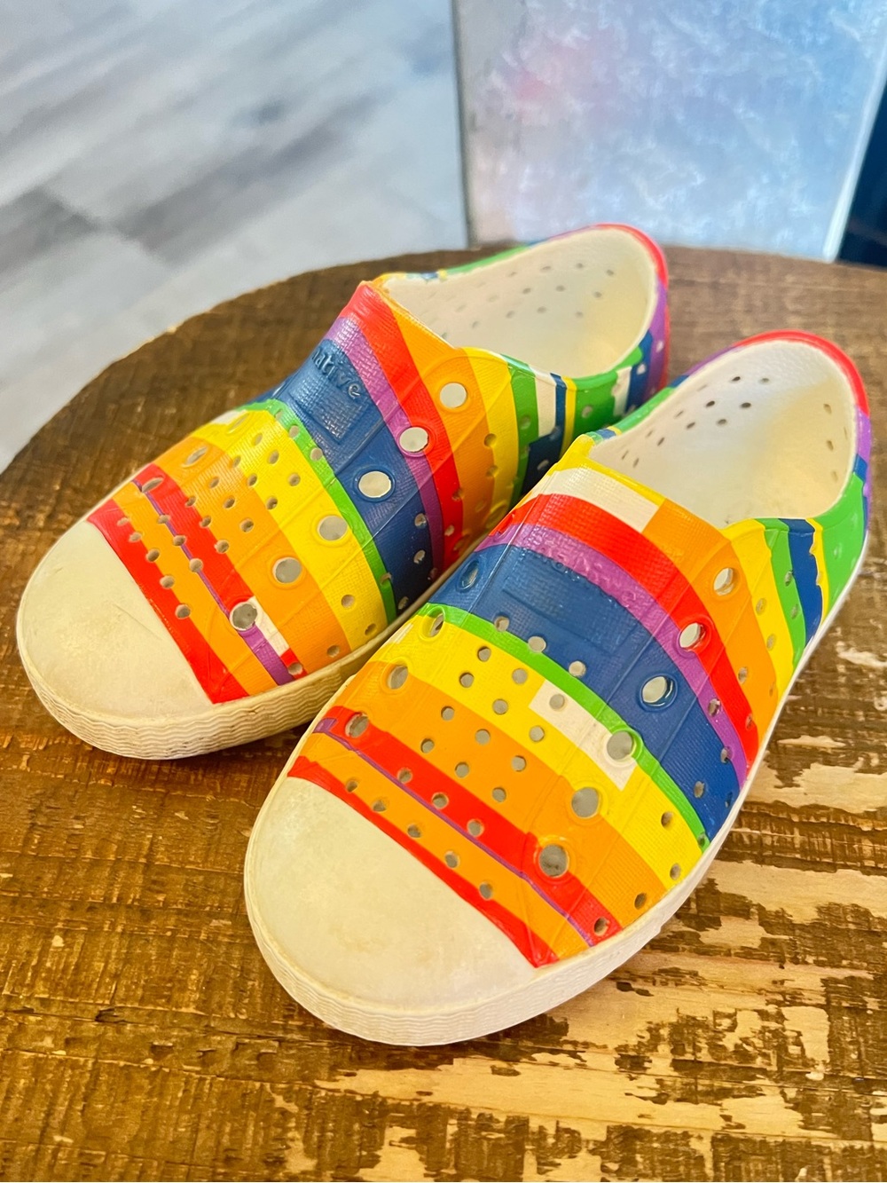 Native Kids Rainbow Slip-On Sneakers in Multicolor
